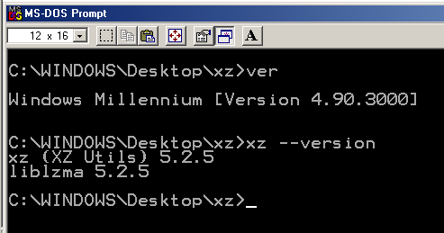 xz 5.2.5 on Windows ME